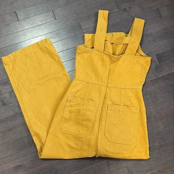 ASOS Mustard Yellow Overalls with Button Accent Women’s 6 - Picture 9 of 11